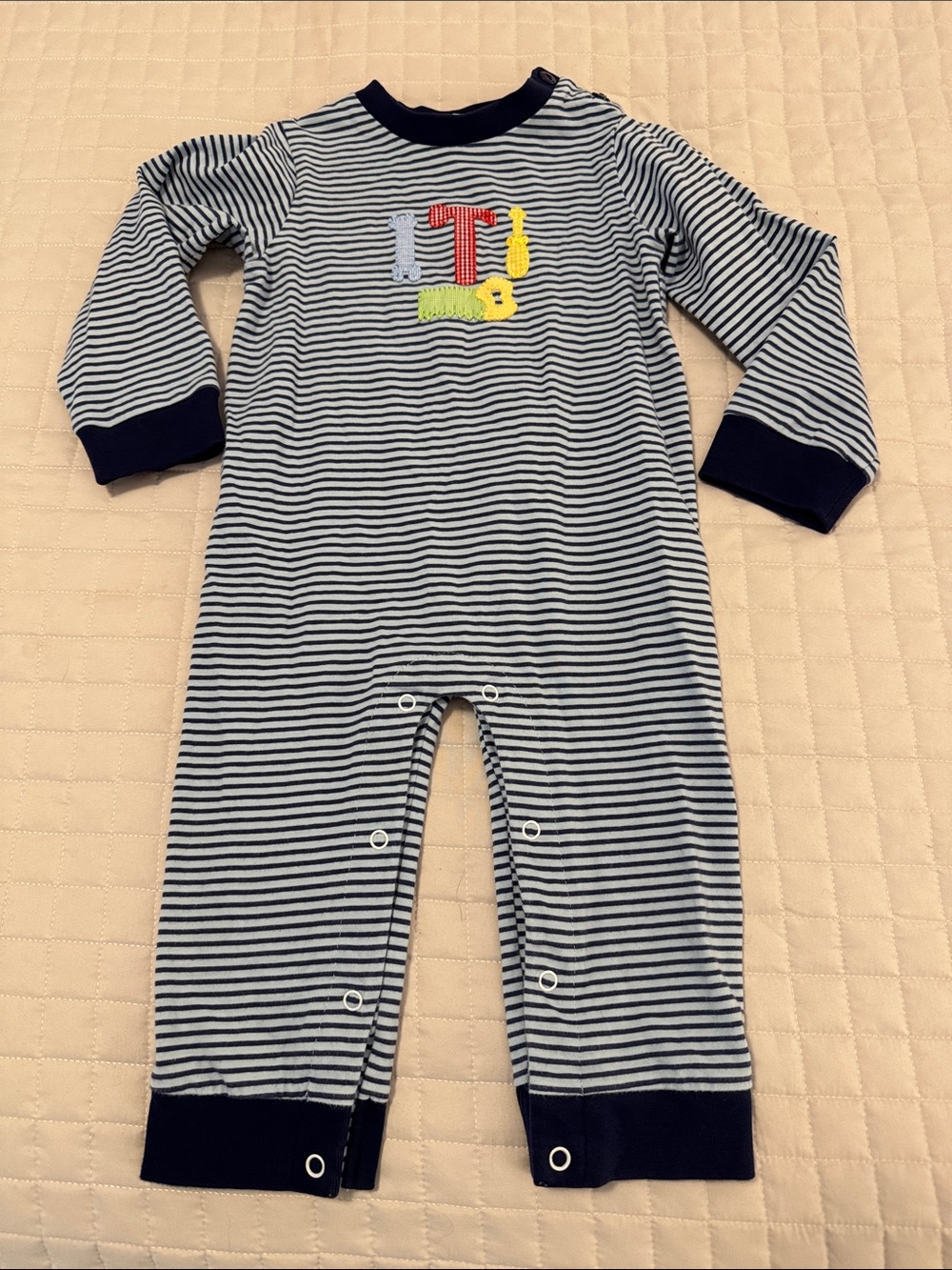 Ishtex size 24 months onesie navy stripe